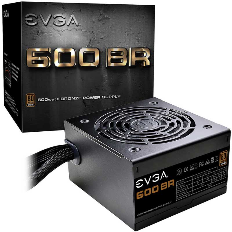 Fuente de Poder PC 600W Gamer EVGA 600 BR 80 Plus Bronze Estandar 100-BR-0600-K1 