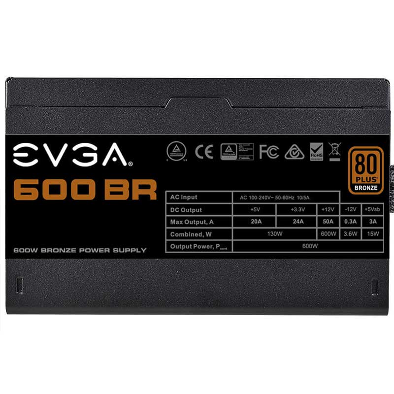Fuente de Poder PC 600W Gamer EVGA 600 BR 80 Plus Bronze Estandar 100-BR-0600-K1 
