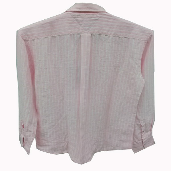 Camisa Tommy Hilfiger de Lino Color Rosa con Blanco