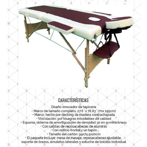 Cama Mesa Masaje Lujo 195x70cm Espuma 5cm