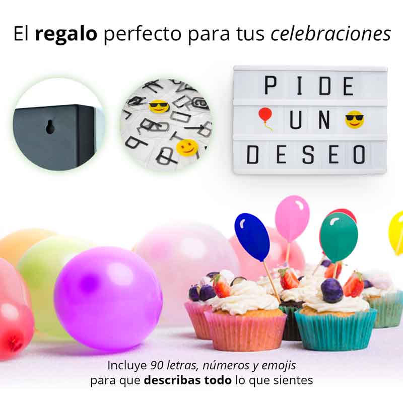 Redlemon Micro Cinema Light Box: Letrero Luminoso LED tipo Cine, Cartelera Vintage con Retroiluminación, 90 Letras, Números y Símbolos, Tamaño A6, Portátil