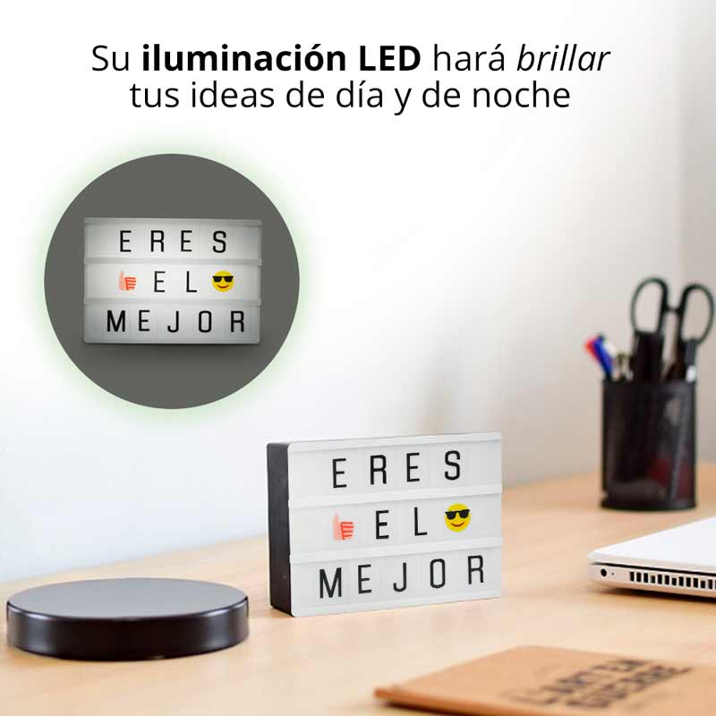 Redlemon Micro Cinema Light Box: Letrero Luminoso LED tipo Cine, Cartelera Vintage con Retroiluminación, 90 Letras, Números y Símbolos, Tamaño A6, Portátil