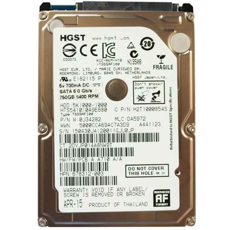 Disco Duro Hgst 750gb 2.5 Sata 5400rpm 5k1000-1000