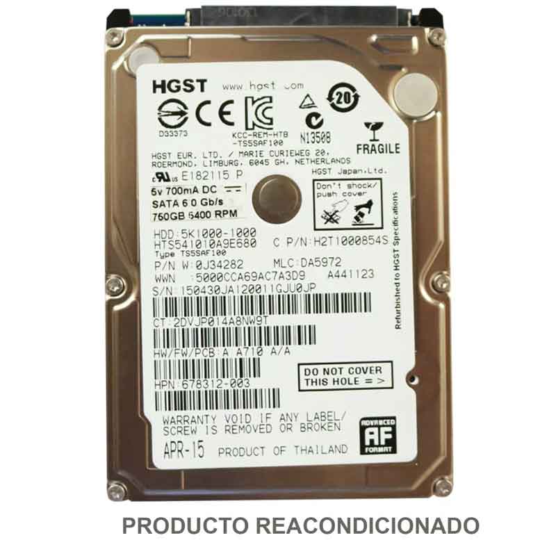 Disco Duro Hgst 750gb 2.5 Sata 5400rpm 5k1000-1000