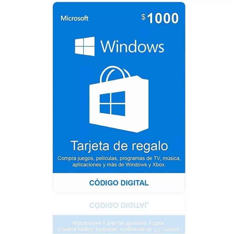 Tarjeta Windows 1000 Mxn Microsoft Pk Lic Online ESD