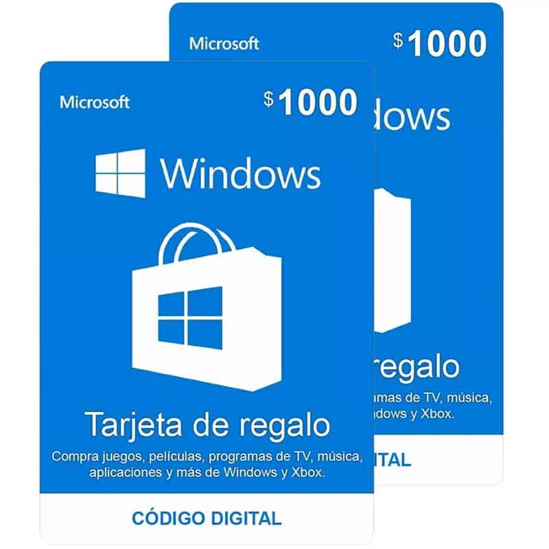 Tarjeta Windows 1000 Mxn Microsoft Pk Lic Online ESD