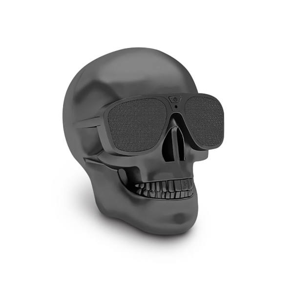 Bocina bluetooth Misik en forma de calavera con 2 bocinas color negro modelo MS277