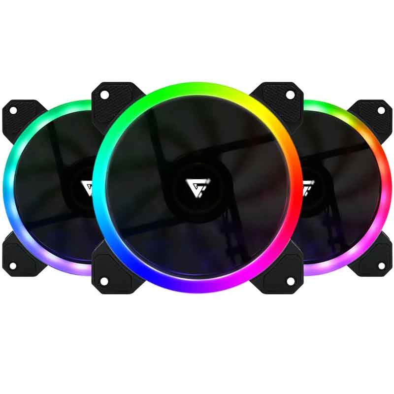 Kit 3 Ventiladores GAME FACTOR 120MM C/Control RGB 2 Tiras Led 30 CM FKG400 