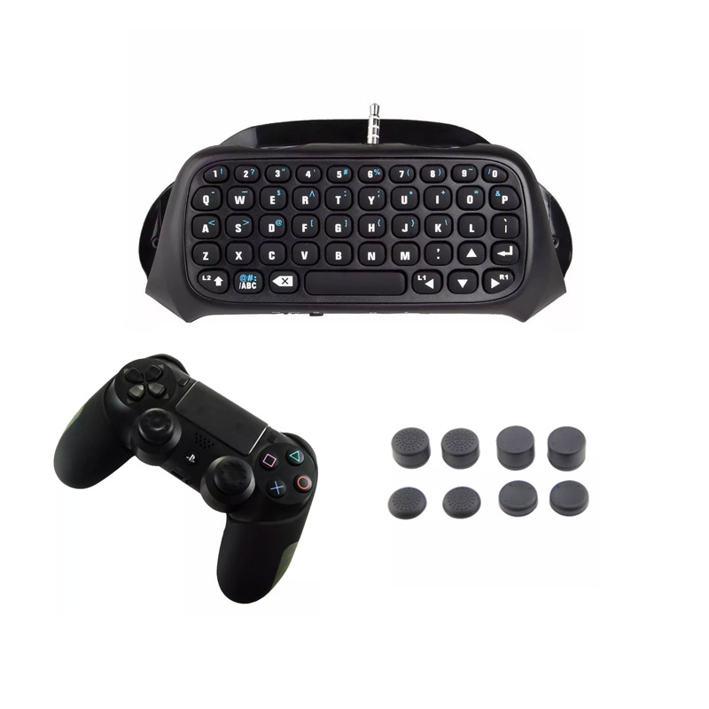 Ps4 Teclado Buetooth - Funda Pro Negra - Grips