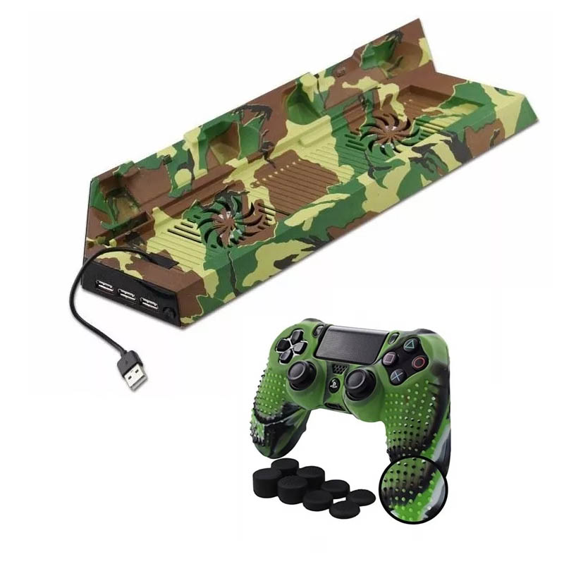 Ps4 Base Vertical Enfriadora + Funda (Camuflaje)