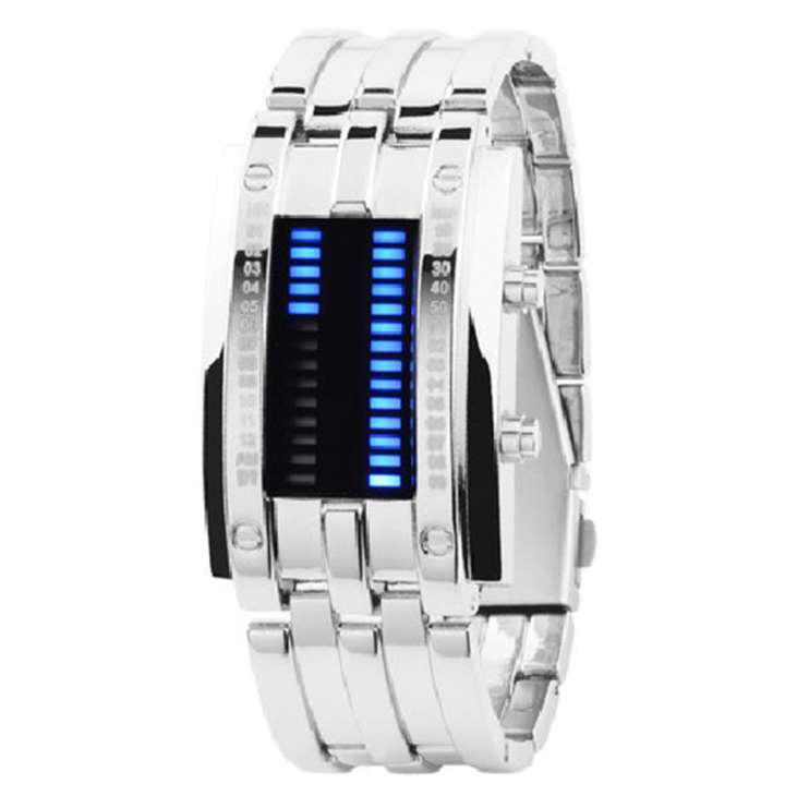 Reloj futurístico luxury digital LED silver