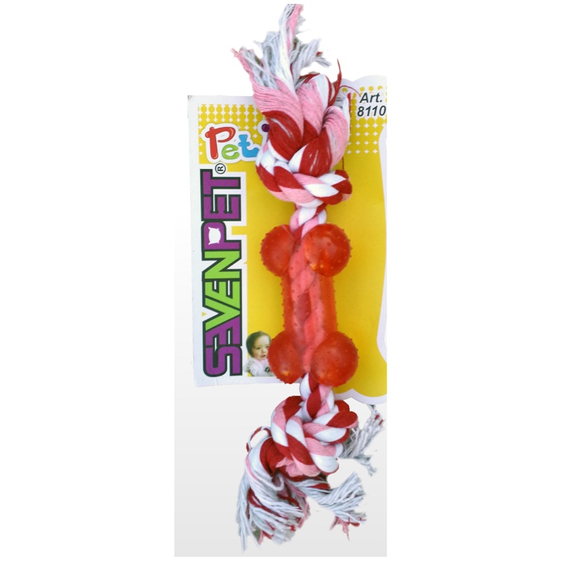 Juguete Hueso Para Perro De Goma Y Cuerda 28 Cm 8110