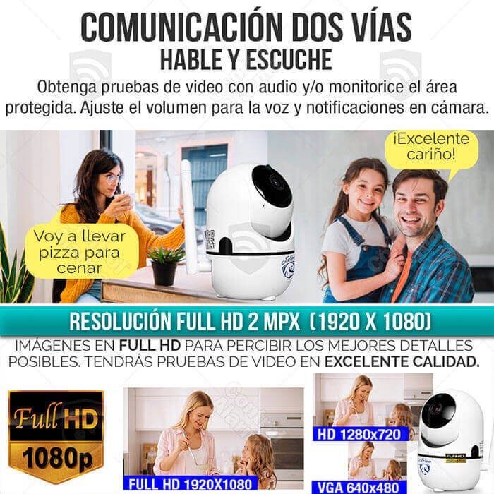Camara Ip Full HD 1080p Blanca Rastreo Movimiento Wifi Auto Tracking Audio Dos Vias Video Vigilancia Casa o Negocio
