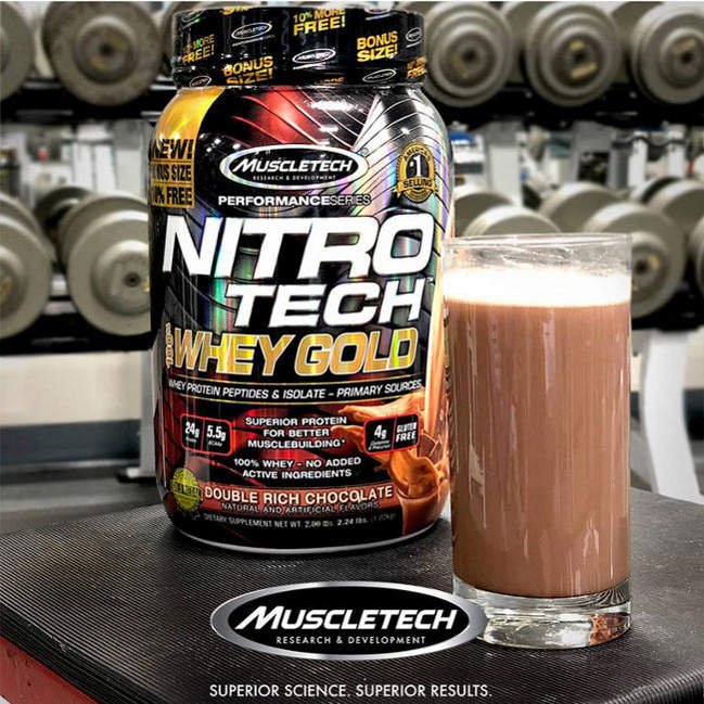 Proteina Nitrotech 5 lbs 100% WHEY GOLD - Sabor CHOCOLATE - y Cilindro GRATIS