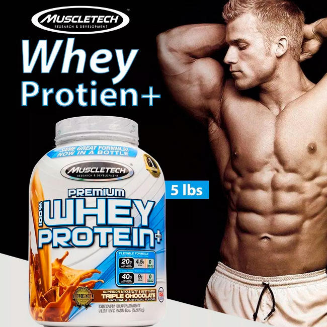 Proteina Muscletech PREMIUM 100% Whey Protein PLUS 5 lbs - Sabor CHOCOLATE - y Cilindro GRATIS