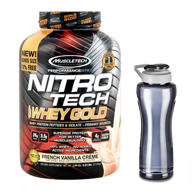 Proteina Nitrotech 5 lbs 100% WHEY GOLD - Sabor VAINILLA - y Cilindro GRATIS