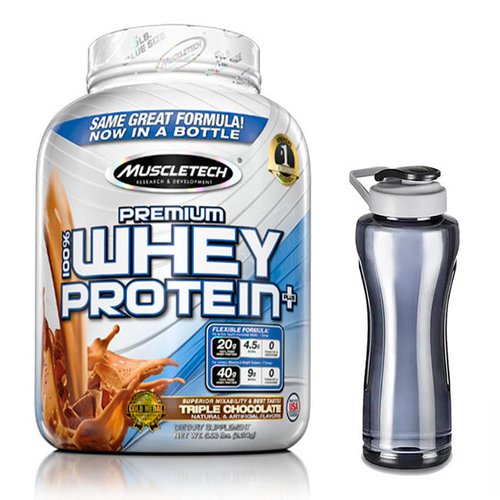 Proteina Muscletech PREMIUM 100% Whey Protein PLUS 5 lbs - Sabor CHOCOLATE - y Cilindro GRATIS