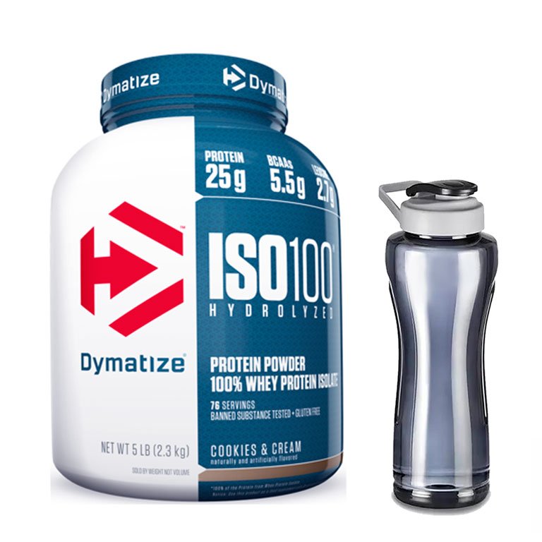 Proteina ISO 100 Dymatize 5 lbs - Sabor COOKIES and CREAM - y Cilindro GRATIS