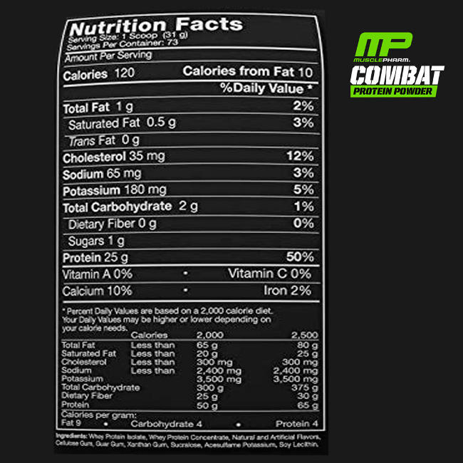 Proteina Combat 100% Whey Muscle Pharm 5 Lbs - Sabor VAINILLA - y Cilindro GRATIS
