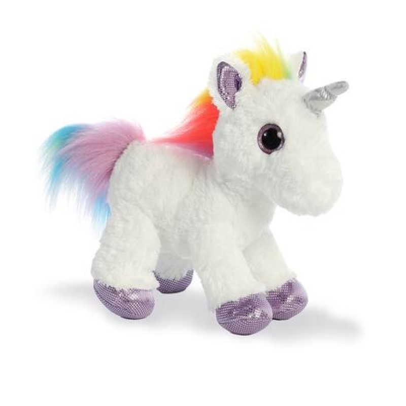 unicornio morado de peluche