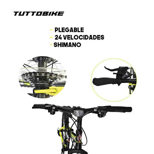 Bicicleta Montaña Rodada 26 24 Velocidades Plegable Monk Klamp Amarillo