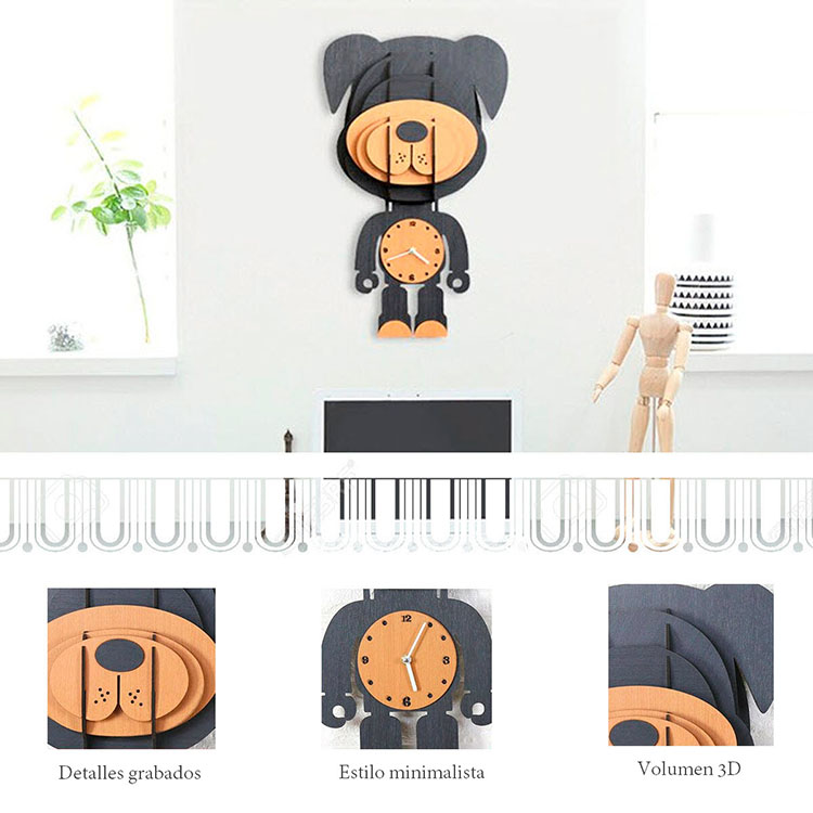 Reloj de pared 3d minimalista diy adherible gigante armable madera mdf natural varios modelos
