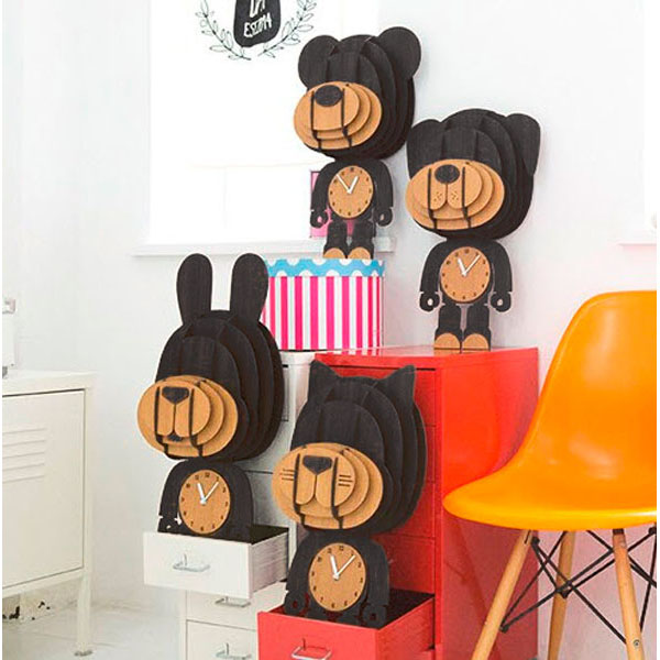 Reloj de pared 3d minimalista diy adherible gigante armable madera mdf natural varios modelos