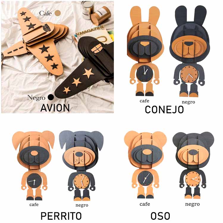 Reloj de pared 3d minimalista diy adherible gigante armable madera mdf natural varios modelos