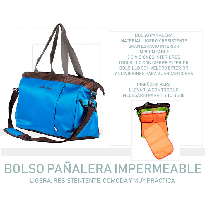 BOLSO PAÑALERA, IMPERMEABLE, GRAN ESPACIO CON CAMBIADOR   LINDO Y PRACTICO DISEÑO