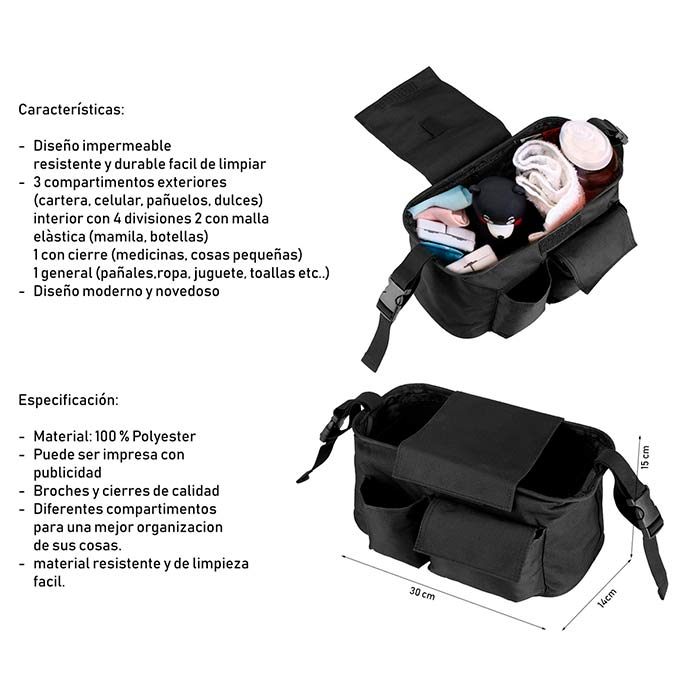 ORGANIZADOR PARA CARREOLA,BEBE, ROPA, PAÑALES, LECHE , IMPERMEABLE