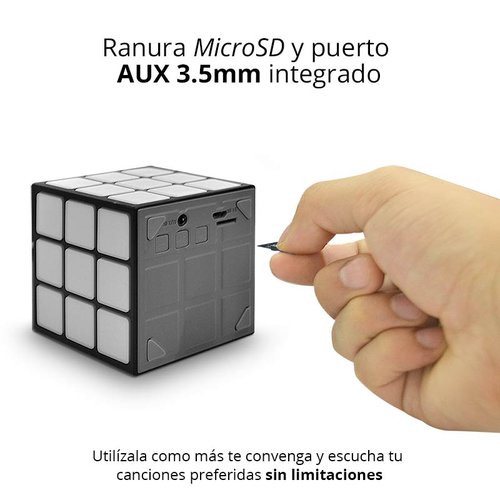 Redlemon Bocina Bluetooth Inalámbrica LED en Forma de Cubo Rubik, con Ranura Micro SD, Puerto Auxiliar 3.5mm, Control de Volumen y Manos Libres, Batería Recargable de Larga Duración