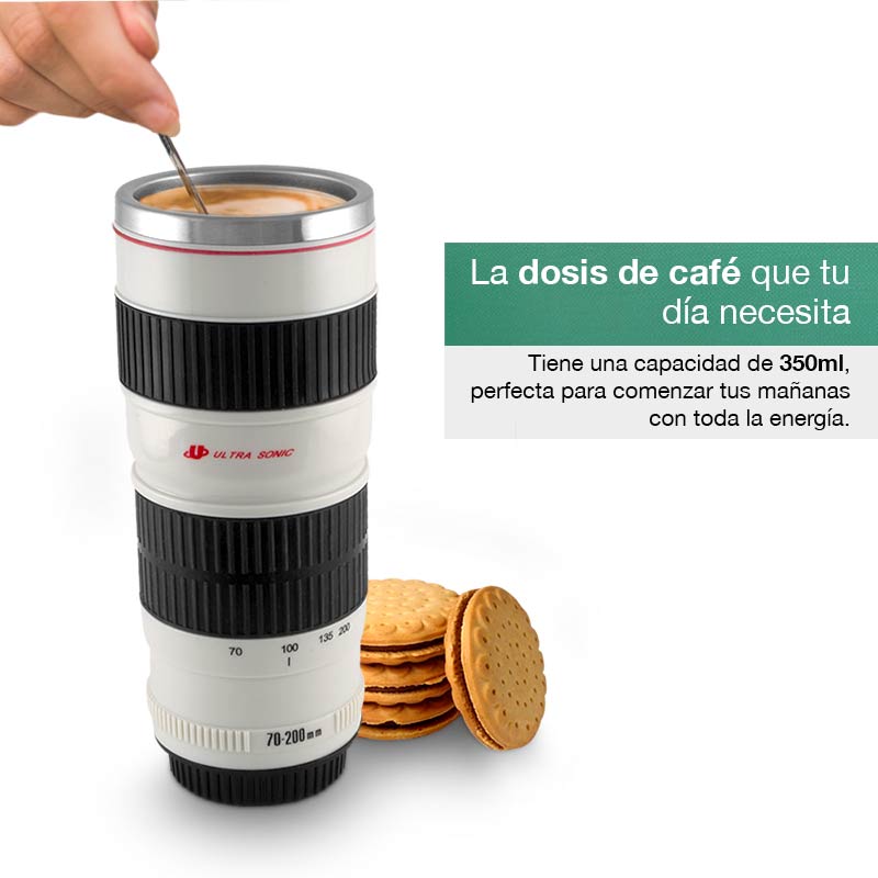 Redlemon Termo Portátil en Forma de Lente Telefoto con Tapa Hermética 350ml