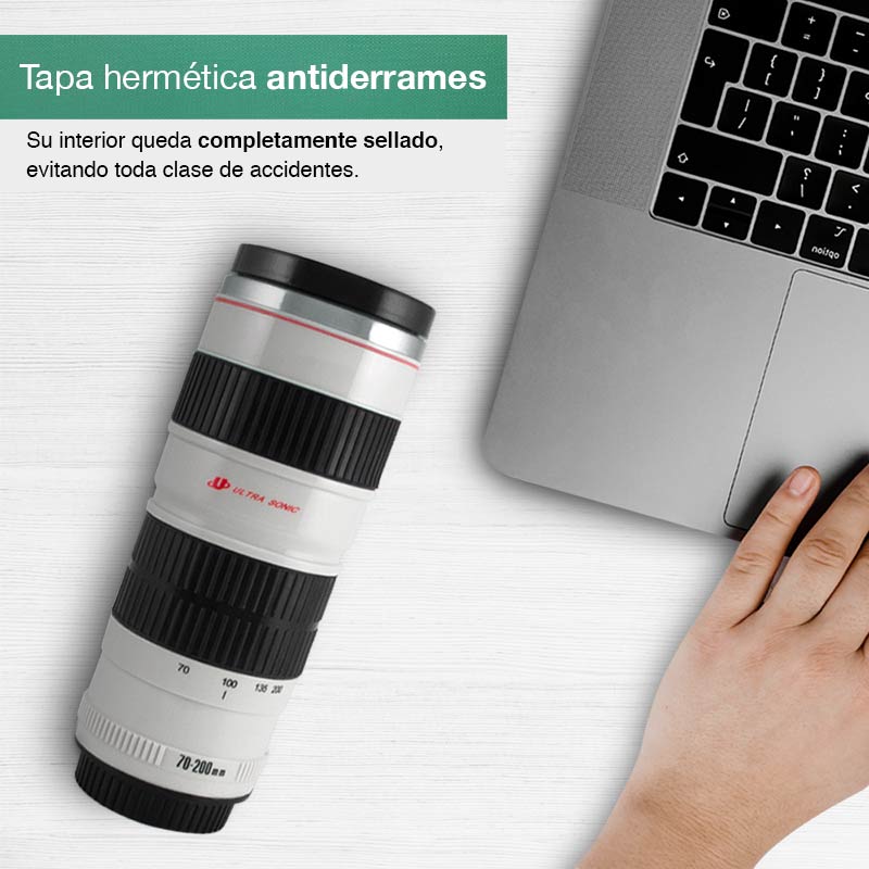 Redlemon Termo Portátil en Forma de Lente Telefoto con Tapa Hermética 350ml