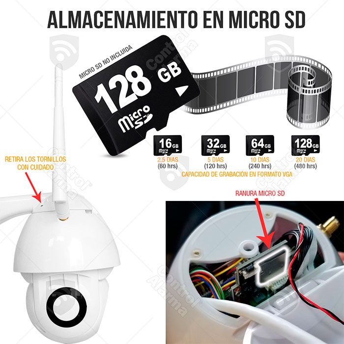 Mini Domo Camara Ip Wifi Robotica 355 grados Exterior 1080p Almacenamiento 