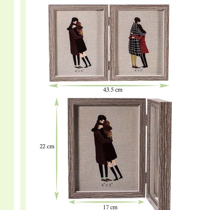 Elegante Moderno Portaretrato doble coin bisagra fotos 6x8 mdf laminado baby shower, decoracion, regalo, recamara. HW131-1