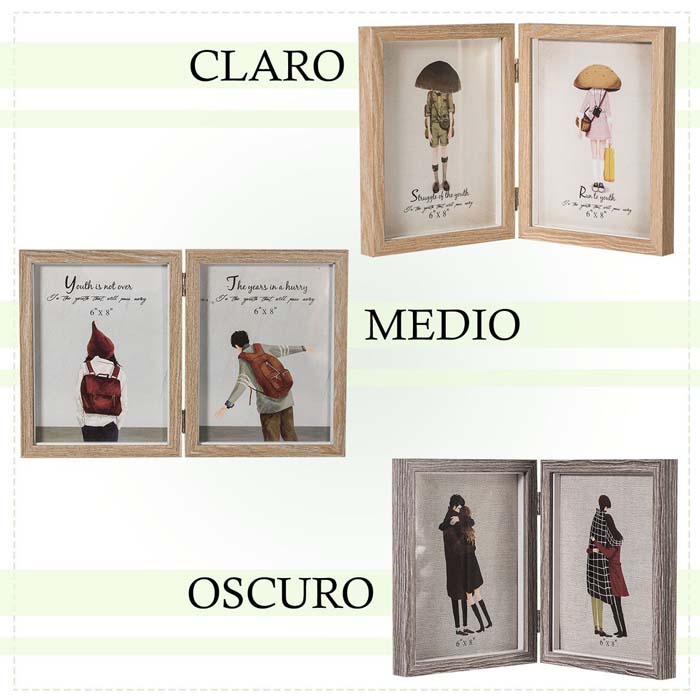 Elegante Moderno Portaretrato doble coin bisagra fotos 6x8 mdf laminado baby shower, decoracion, regalo, recamara. HW131-1