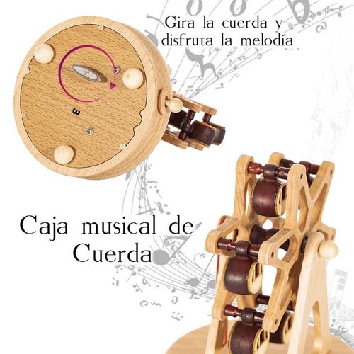 Caja Musical Rueda de la Fortuna , Caja Musical de Cuerda, Caja Musical de colección ,Caja musical de madera, Hogar u Oficina