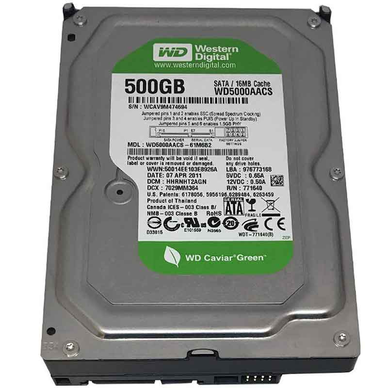 Disco Duro 500gb Sata Western Digital Green 35 Wd5000aacs