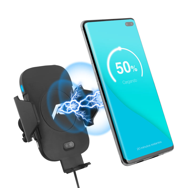 Redlemon Soporte y Cargador Inalámbrico de Auto para Smartphone con Tecnología Qi, Carga Rápida, Apertura y Cerrado Automático, Ajuste Universal
