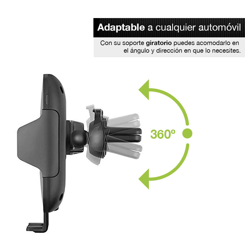Redlemon Soporte y Cargador Inalámbrico de Auto para Smartphone con Tecnología Qi, Carga Rápida, Apertura y Cerrado Automático, Ajuste Universal