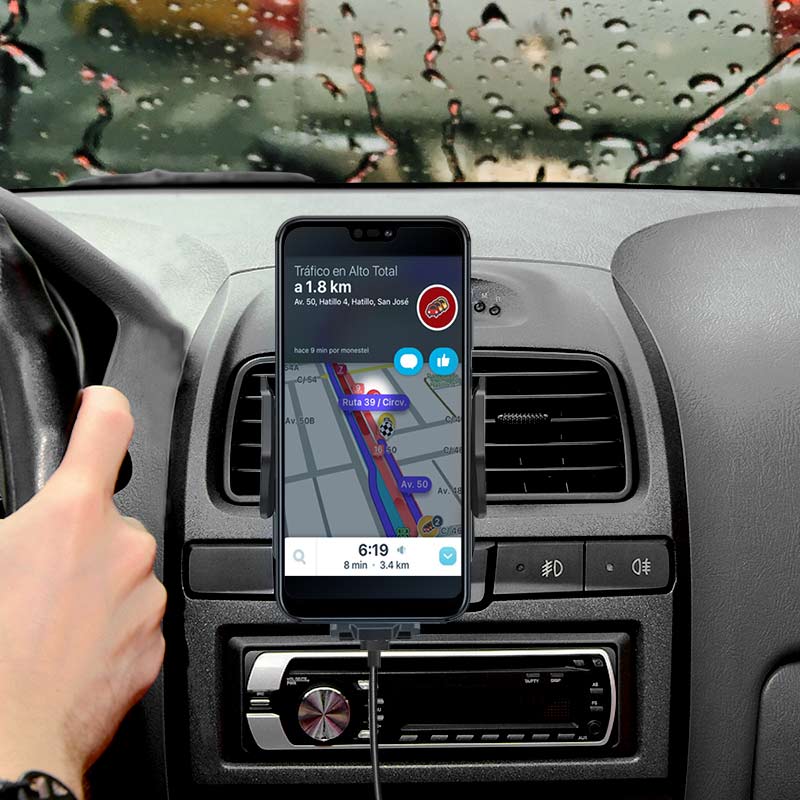 Redlemon Soporte y Cargador Inalámbrico de Auto para Smartphone con Tecnología Qi, Carga Rápida, Apertura y Cerrado Automático, Ajuste Universal