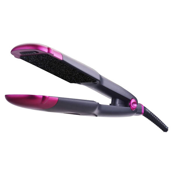 Alaciadora Timco 3 en 1 lacio, waffle y ondas nano diamond negro con rosa W3R