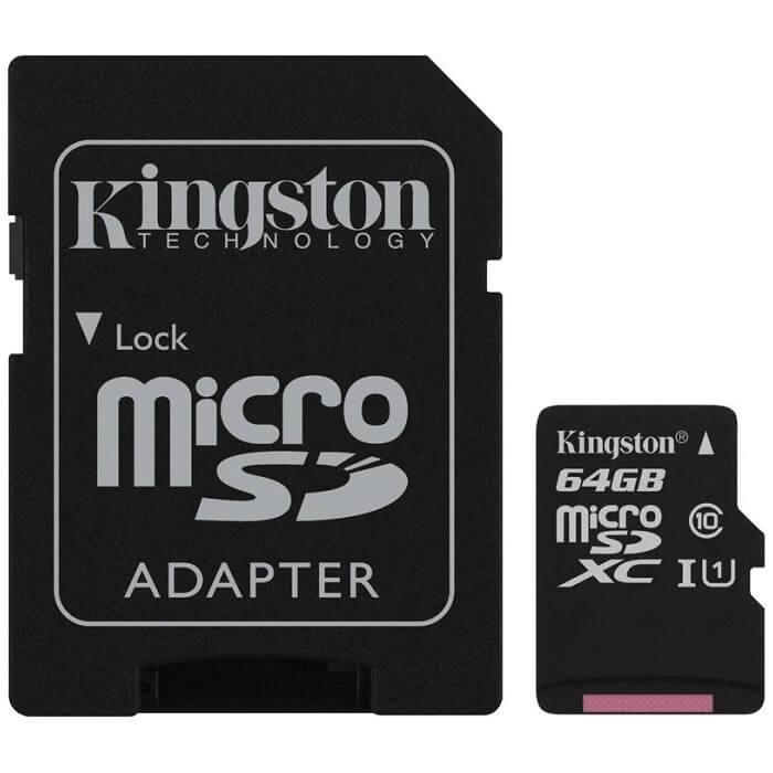 Memoria MicroSD 64GB Kingston SDXC Clase 10 Canvas Select Con Adaptador SDCS/64GB