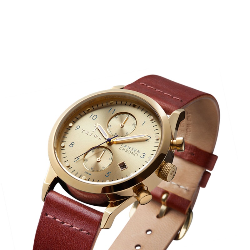 Reloj para dama TRIWA Gold Cognac Lansen Chrono café y dorado