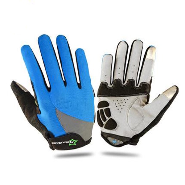 Guantes Completos Para Ciclista Unisex Varias Tallas Mod Liso Color Azul Combinado Con Gris