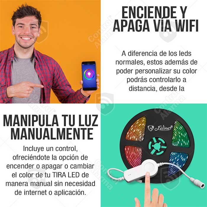 Tira Led Wifi Inteligente Multicolor RGB Control Por Voz App Alexa Google Home