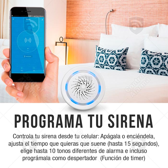 Sirena Wifi Inteligente Alerta Temperatura Humedad Via APP Alarma Internet App Negocio Casa