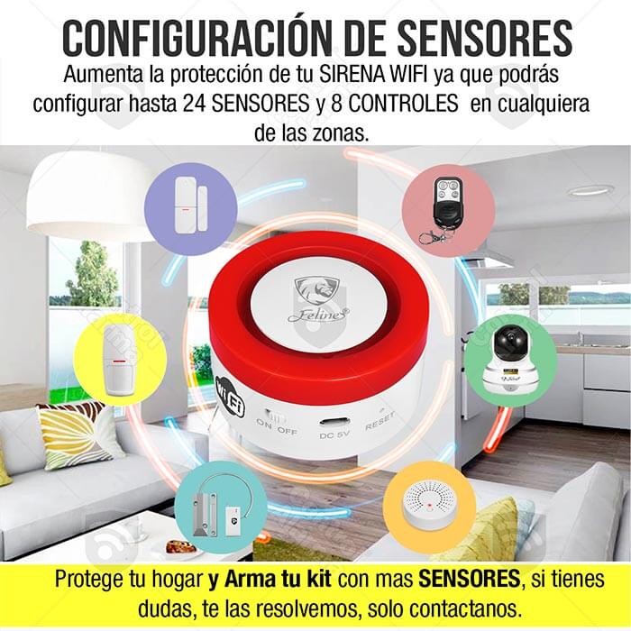 Kit Sirena Wifi 433 mhz Sensores Seguridad Casa Negocio Inteligente Control por Voz Tuya Smart