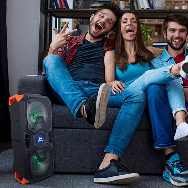 SISTEMA DE AUDIO VERTICAL PORTÁTIL BAFLE AMPLIFICADO DE 6.5” RECARGABLE USB, MICRO SD, RADIO FM Y BLUETOOTH 500W