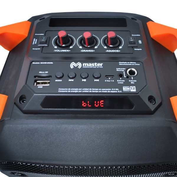  Bafle Amplificado 6.5 5000 Watts Recargable Usb Radio y Bluetooth/ MASTER / MAHM-65USL